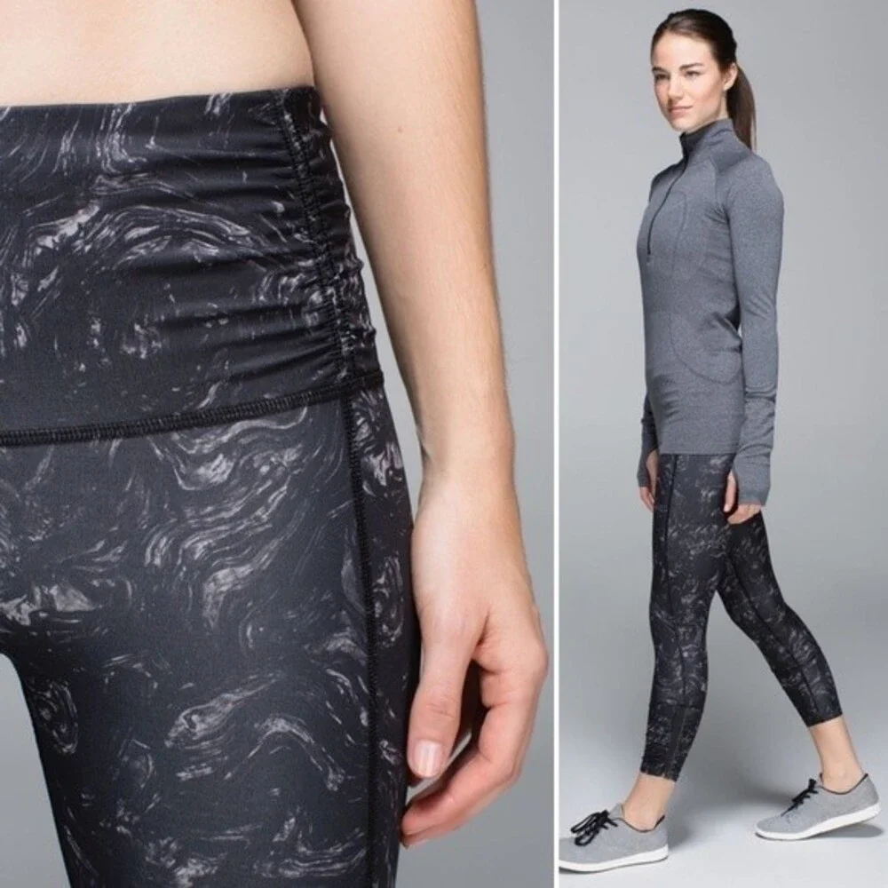 Lululemon Runday Crop Full-On Luxtreme Arsenal Ambient Grey Black Women’s Size 6